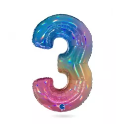 Aufblasbarer Ballon Nr. 3 Regenbogen 102 cm