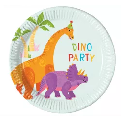Papier-Teller Dinosaurier 19,5 cm, 8 Stück